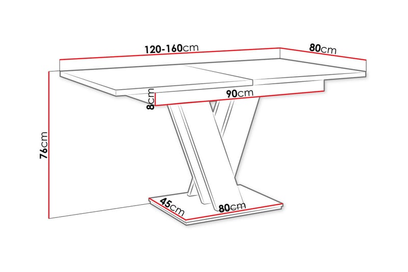 Denogal Spisebord 80 cm - Hvid - Møbler - Borde - Spisebord og køkkenbord