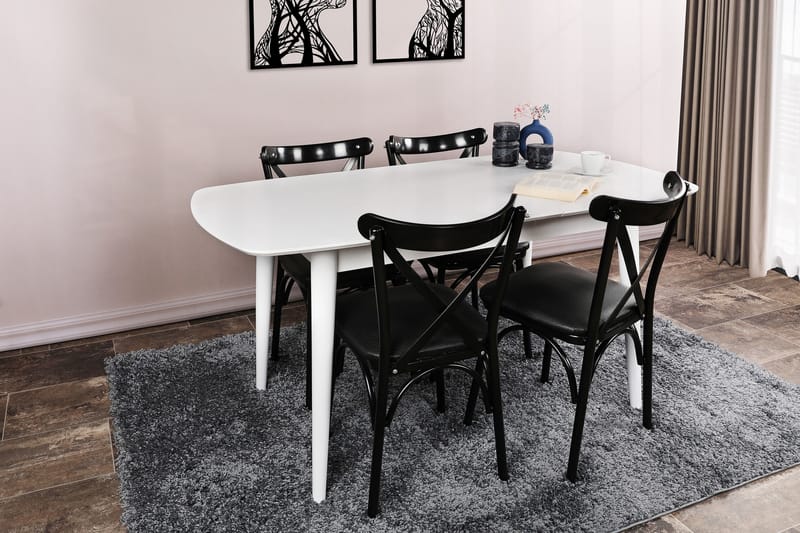Indumati Spisebord 130x75x130 cm - Hvid - Spisebord og køkkenbord - Semmenfoldeligt bord