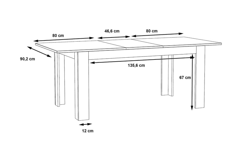 Kulatas Udvideligt Matbord 160 cm - Brun - Møbler - Borde - Spisebord og køkkenbord