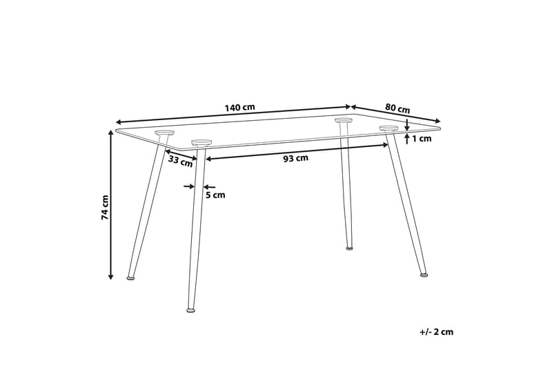 Maceys Spisebord 140 cm - Glas/Sort - Spisebord og køkkenbord