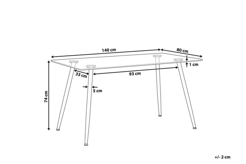 Maceys Spisebord 140 cm - Glas/Sort - Spisebord og køkkenbord