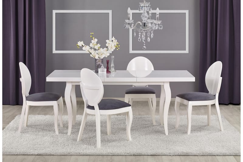 Meleta Udvideligt Spisebord 140-180 cm - Hvid - Spisebord og køkkenbord - Semmenfoldeligt bord