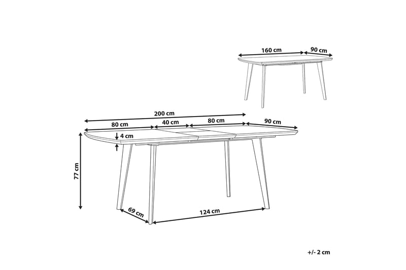 Mosby Spisebord 200 cm Sammenfoldeligt - Hvid/Guld - Møbler - Borde - Spisebord og køkkenbord