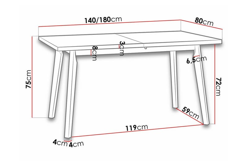 Patrickswell Spisebord 80 cm - Hvid - Møbler - Borde - Spisebord og køkkenbord