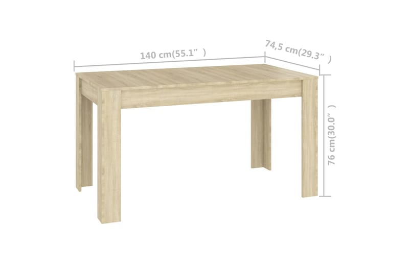 spisebord 140x74,5x76 cm spånplade sonoma-eg - Brun - Spisebord og køkkenbord