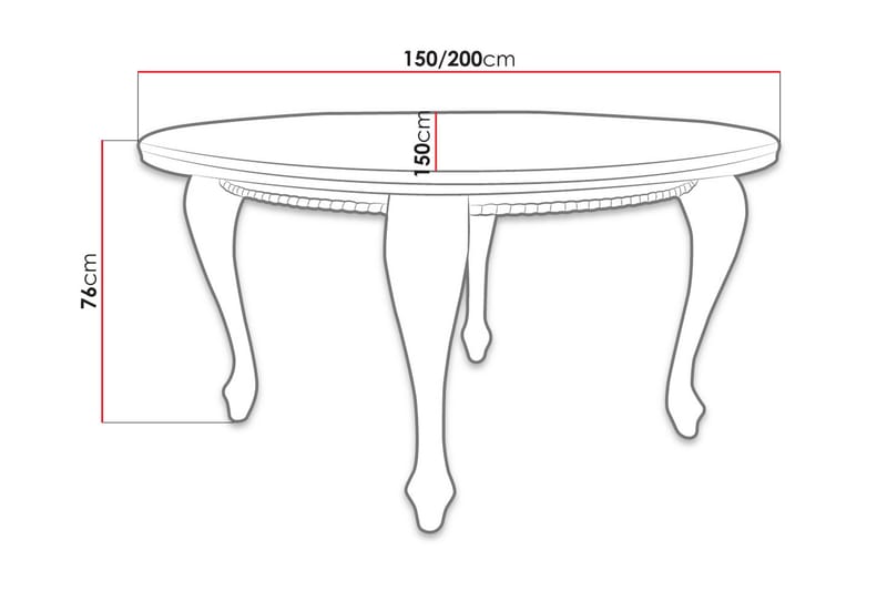 Tabell Udvideligt spisebord 150 cm - Hvid - Møbler - Borde - Spisebord og køkkenbord