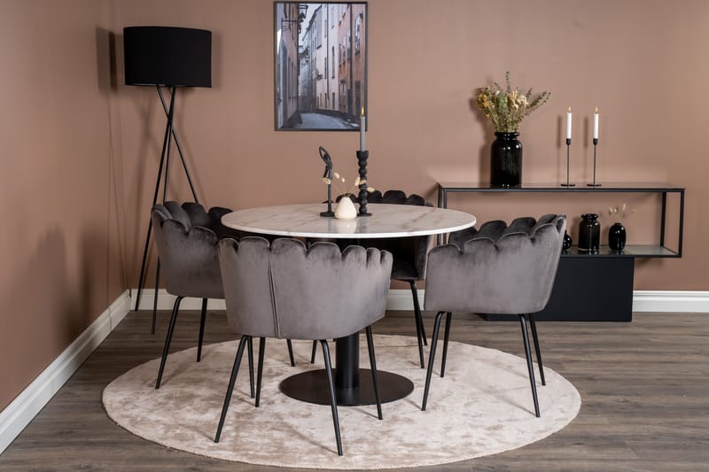 Admira Spisebordssæt 106 cm Rund marmor med 4 spisebordstole - Furniture Fashion - Møbler - Borde - Spisebordssæt