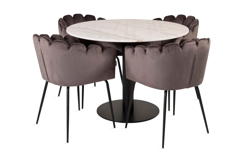 Admira Spisebordssæt 106 cm Rund marmor med 4 spisebordstole - Furniture Fashion - Møbler - Borde - Spisebordssæt