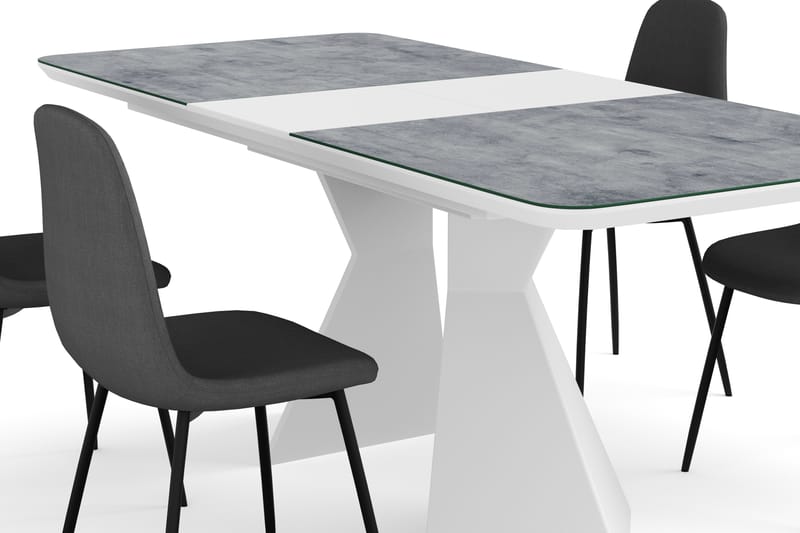 Aix Udvideligt Spisebord 160 cm Glas Med 4 st Nibe Spisebord - Spisebordssæt