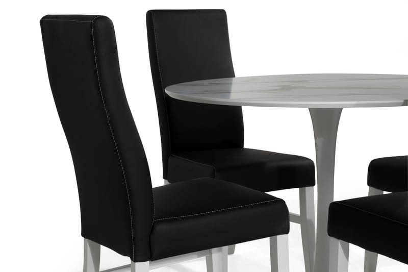 Caitly Spisebordssæt med 4 st Mazzi Spisebordsstol - Hvid - Spisebordssæt