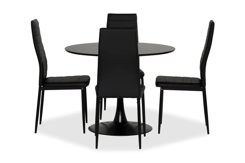 Caitly Spisebordssæt med 4 st Ted Spisebordsstol - Sort/Grå - Spisebordssæt