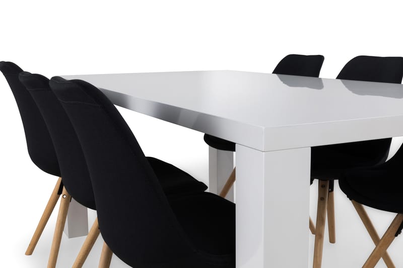 Cibus Spisebordssæt med 6 stk Forum Stol - Hvid/Mørkegrå - Spisebordssæt