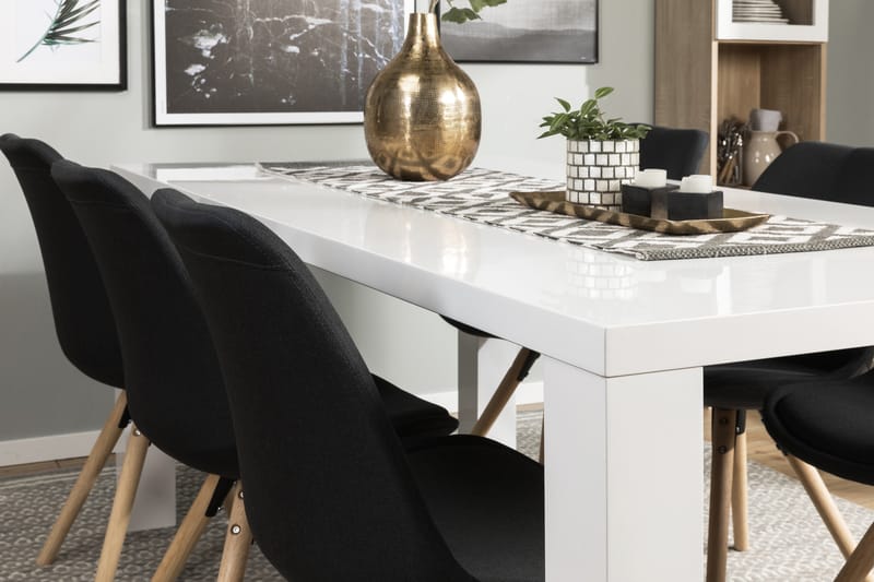 Cibus Spisebordssæt med 6 stk Forum Stol - Hvid/Mørkegrå - Spisebordssæt