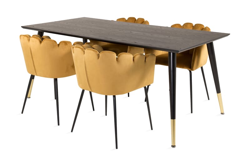 Daicy Spisebordssæt 180 cm med 4 Limhamn spisebordsstole Gul - Furniture Fashion - Spisebordssæt