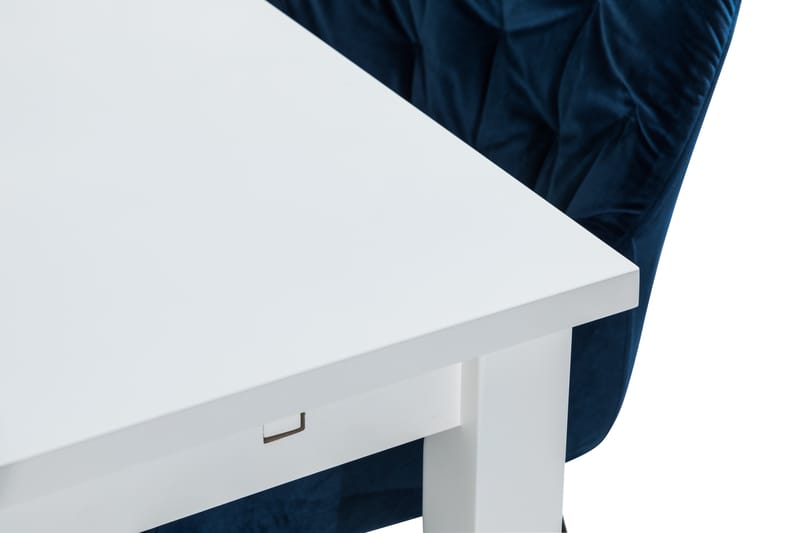 Jasmin Spisebordssæt 180 cm +  4 Giovanni Stol Velour - Hvid/Blå - Spisebordssæt