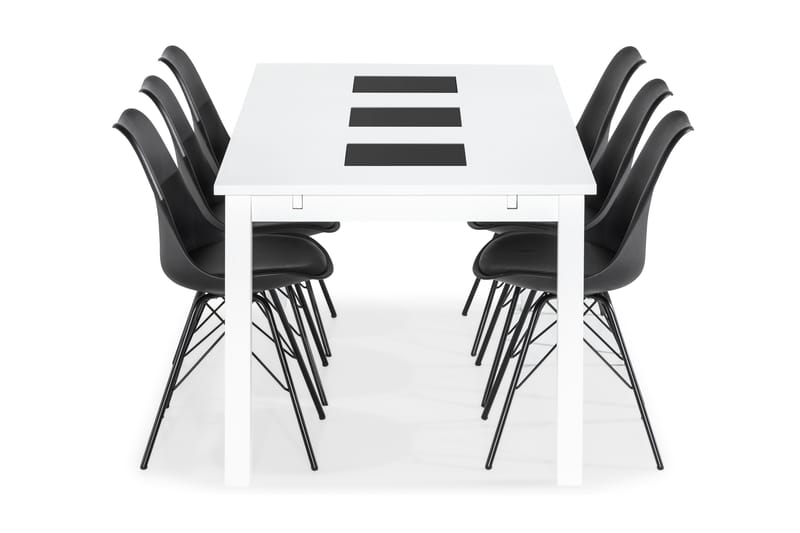Jasmin Spisebordssæt med 6 stk Shell Stole - Hvid/Sort - Spisebordssæt