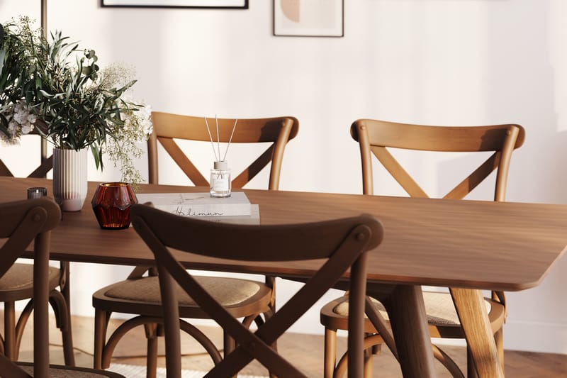 Jerup Spisebord 220 cm  med 6 Kalb Spisebordsstole - Brun - Spisebordssæt