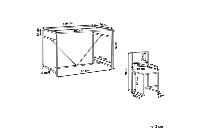 Jonaton Spisebordssæt 106 cm inkl 4 Stole - Brun/Sort/Kunstlæder - Møbler - Borde - Spisebordssæt