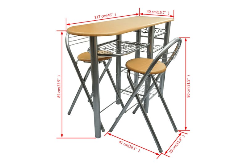 Køkken / Morgenmadsbar / Bord- Og Stolesæt Træ - Beige - Møbler - Borde - Spisebordssæt