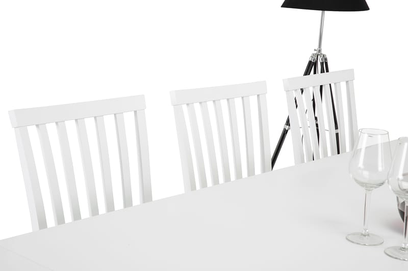 Linnea Spisebordssæt med 6 Läckö Stole - Hvid/Grå - Spisebordssæt