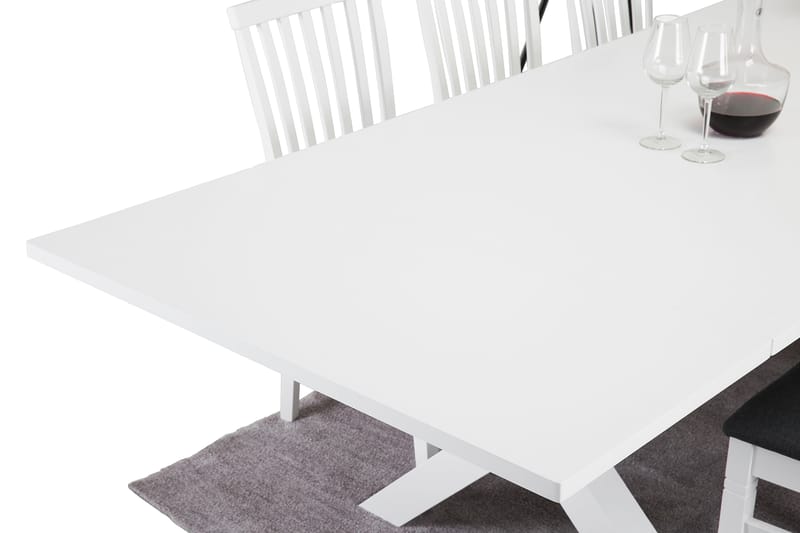 Linnea Spisebordssæt med 6 Läckö Stole - Hvid/Grå - Spisebordssæt