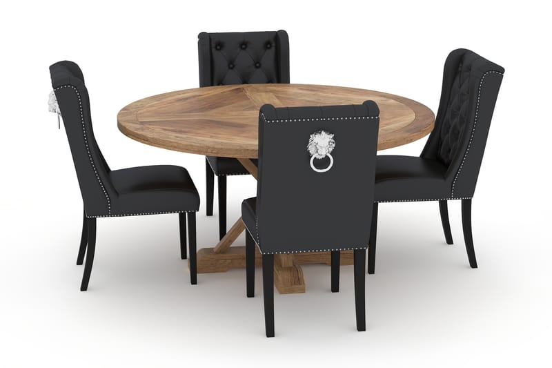 Lyon Spisebord 150 cm Rundt med 4st Jospeh Spisebordsstole K - Brun - Spisebordssæt