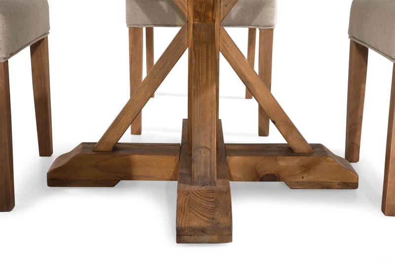 Lyon Spisebordssæt Rund med 4 st Jenny Spisestol - Træ/Beige - Spisebordssæt