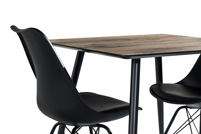 Marcelen Spisebordssæt 80 cm med 2 Nibe Stol - Brun/Sort - Spisebordssæt
