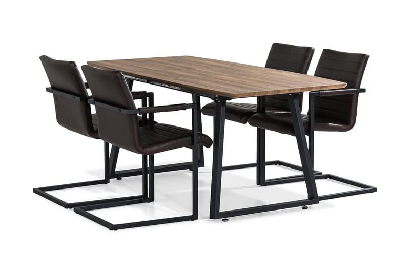 Marcelen Udvideligt Spisebordssæt 140 cm med 4 Nibe Stol - Brun/Mørkebrun - Spisebordssæt