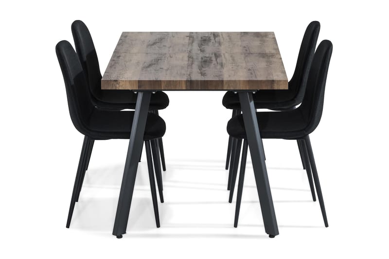 Marcelen Udvideligt Spisebordssæt 140 cm med 4 Nibe Stol - Brun/Sort - Spisebordssæt