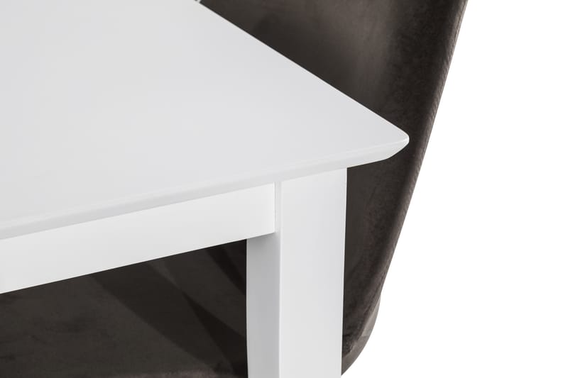 Michigan Spisebordssæt 120 cm inkl 4 Shell Stole Velour - Hvid/Grå - Spisebordssæt