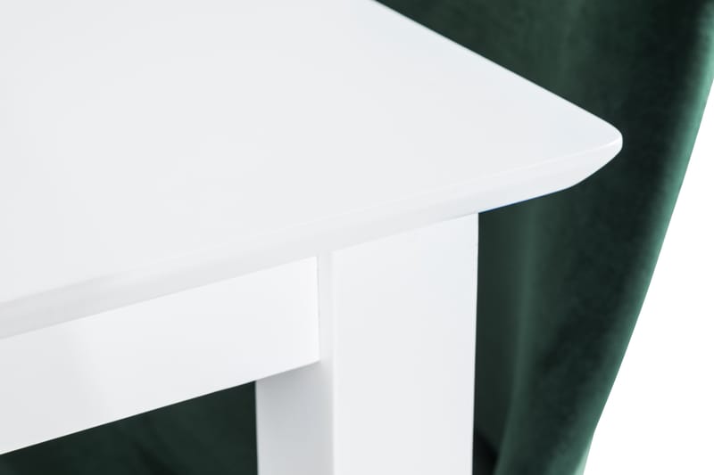 Michigan Spisebordssæt 120 cm inkl 4 Shell Stole Velour - Hvid/Grøn - Spisebordssæt
