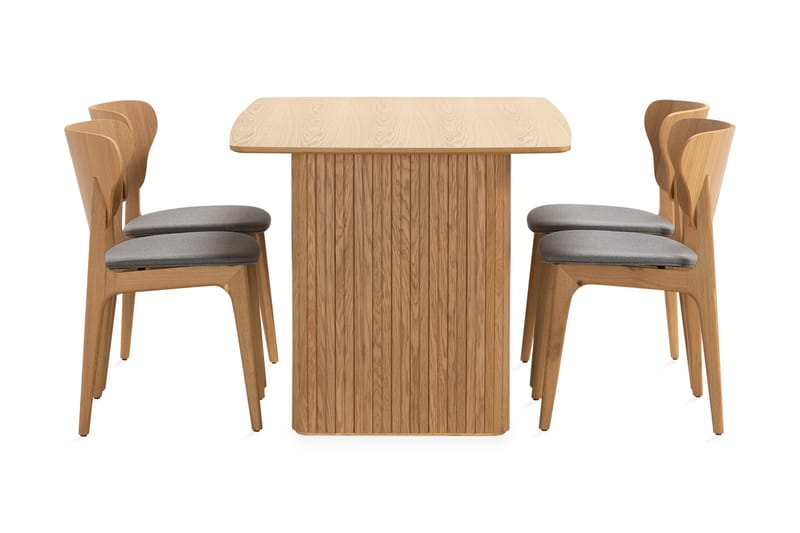 Nixrai Spisebord 140 cm med 4st Jerup Spisebordsstol - Eg - Spisebordssæt