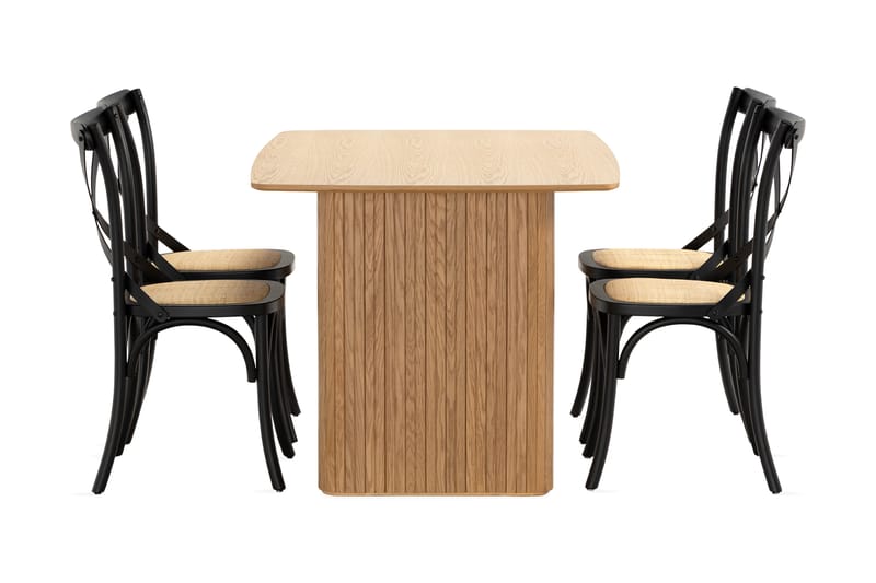 Nixrai Spisebord 140 cm med 4st Kalb Spisebordsstol - Eg - Spisebordssæt