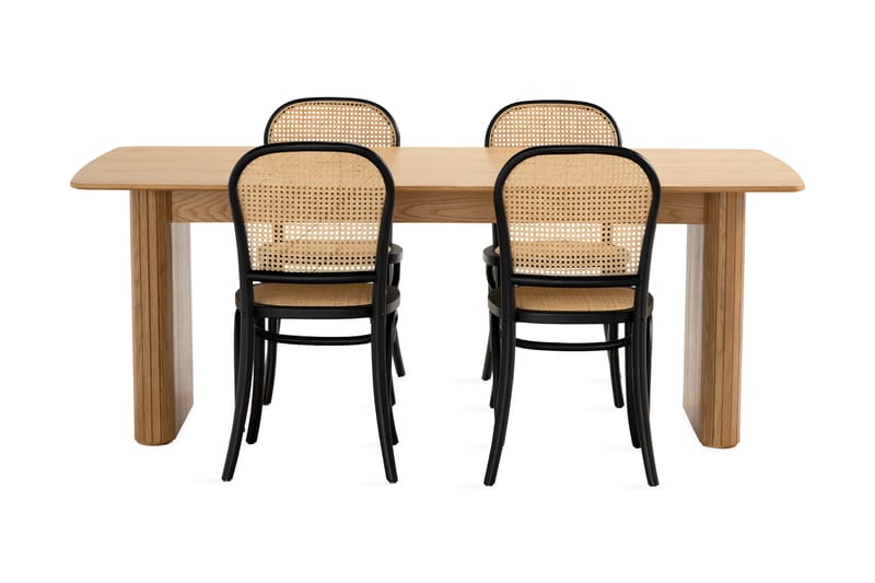 Nixrai Spisebord 200 cm med 4st Bjarshog Spisebordsstol - Eg - Spisebordssæt