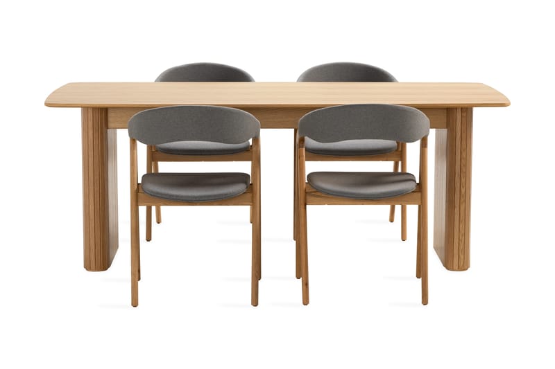 Nixrai Spisebord 200 cm med 4st Jerup Spisebordsstol - Eg - Spisebordssæt