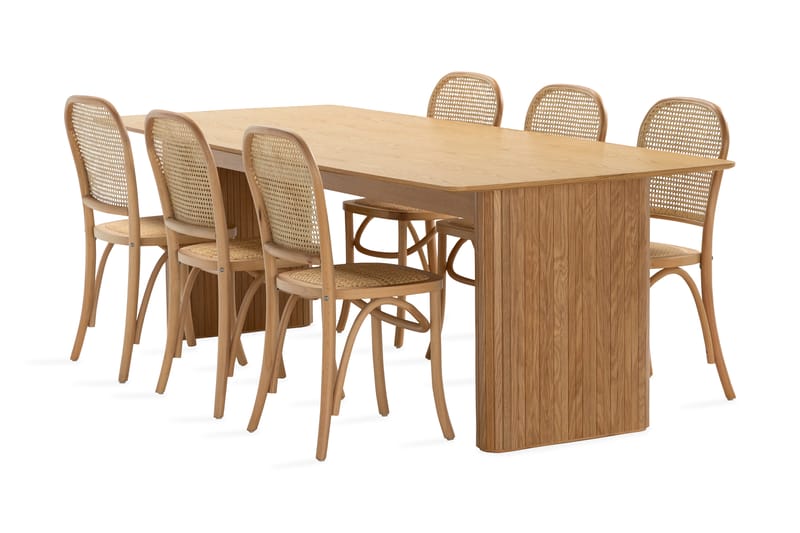 Nixrai Spisebord 240 cm med 6st Bjarshog Spisebordsstol - Eg - Spisebordssæt