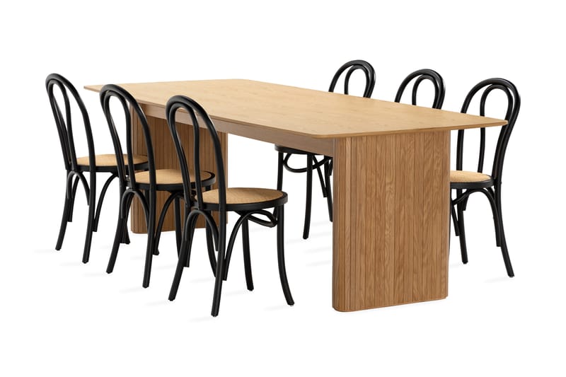 Nixrai Spisebord 240 cm med 6st Risaberga Spisebordsstol - Eg - Spisebordssæt