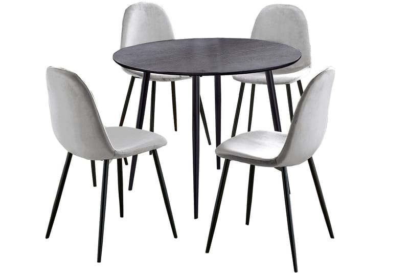 Oktoos Spisebordssæt 100 cm - Lysegrå/Sort - Spisebordssæt
