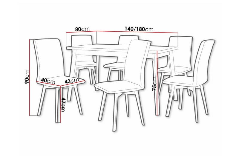 Patrickswell Spisegruppe - Brun/Hvid - Møbler - Borde - Spisebordssæt