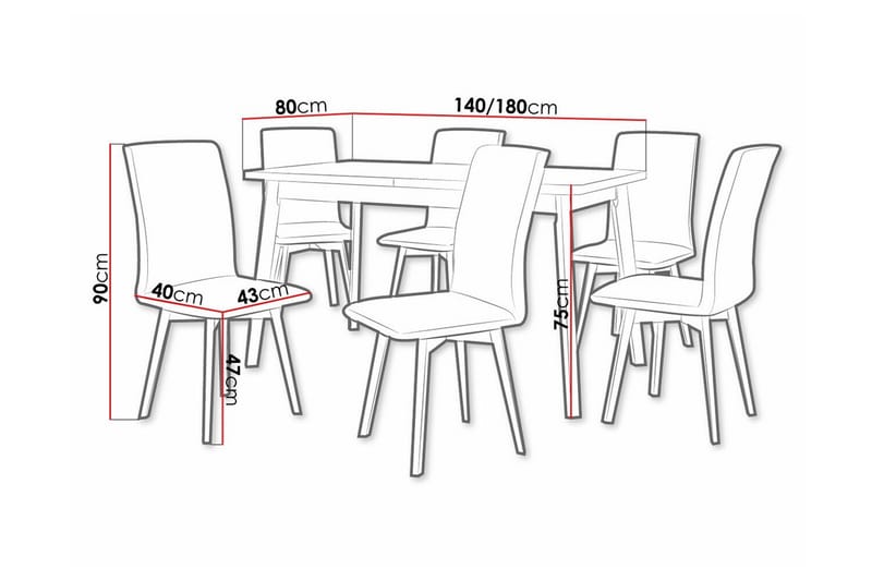 Patrickswell Spisegruppe - Grå/Sort/Beige - Møbler - Borde - Spisebordssæt