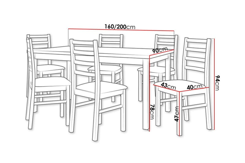 Patrickswell Spisegruppe - Hvid/Grå - Møbler - Borde - Spisebordssæt