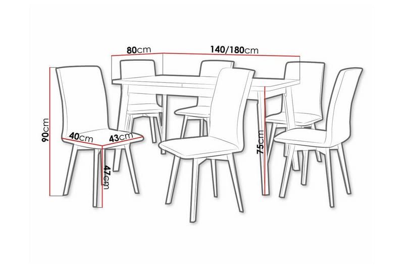 Patrickswell Spisegruppe - Sort/Grålig Brun - Møbler - Borde - Spisebordssæt