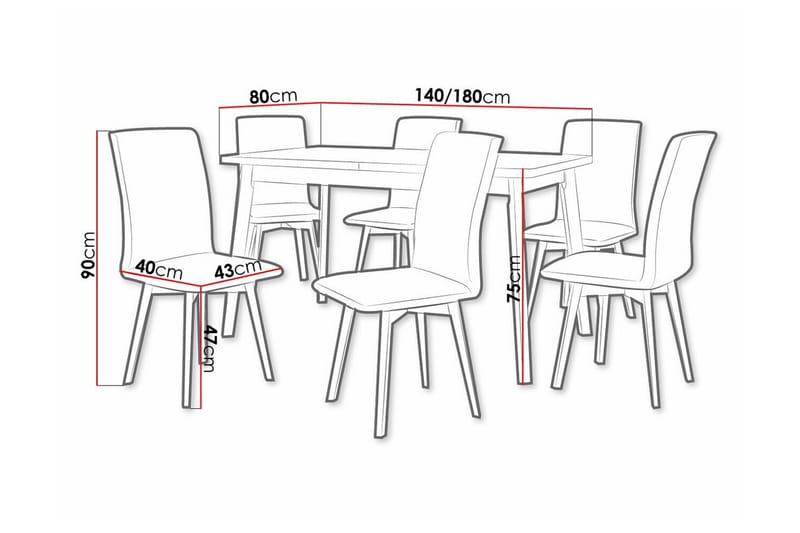 Patrickswell Spisegruppe - Sort/Hvid/Brun - Møbler - Borde - Spisebordssæt