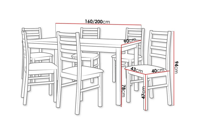 Patrickswell Spisegruppe - Sort/træ - Møbler - Borde - Spisebordssæt