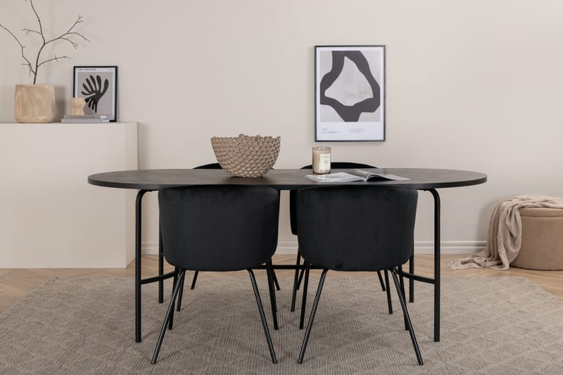 Skate ovalt spisebord med 4st Berit spisebordsstol - Spisebordssæt