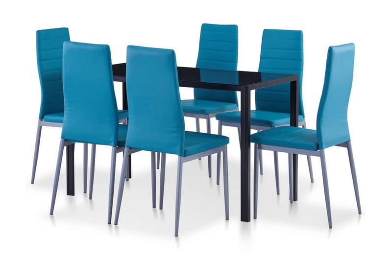 Spisebordssæt I 7 Dele Blå - Blå - Spisebordssæt