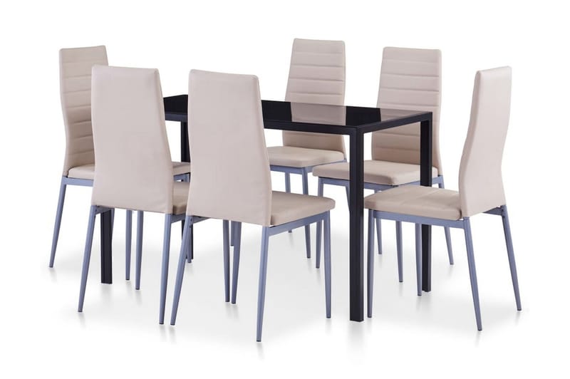Spisebordssæt I 7 Dele Cappuccinofarvet - Beige - Spisebordssæt