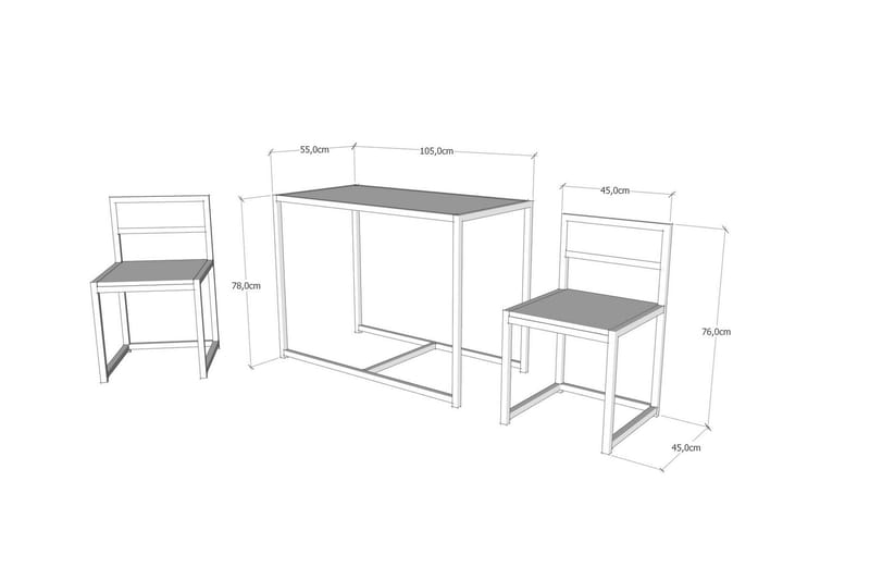 Teagin Spisebordssæt 3 dele 105 cm - Træ/Natur/Sort - Møbler - Borde - Spisebordssæt