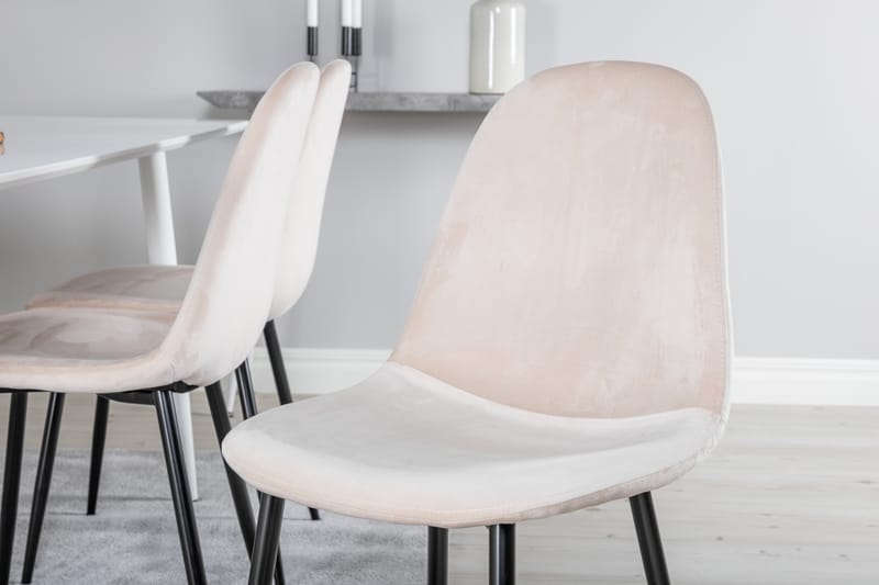 Ypas Spisebordssæt 180 cm inkl 6 Pontus Stole - Hvid/Sort/Beige - Møbler - Borde - Spisebordssæt